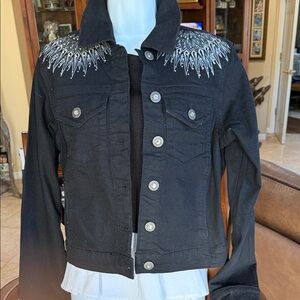 Embellished Black Denim Jacket